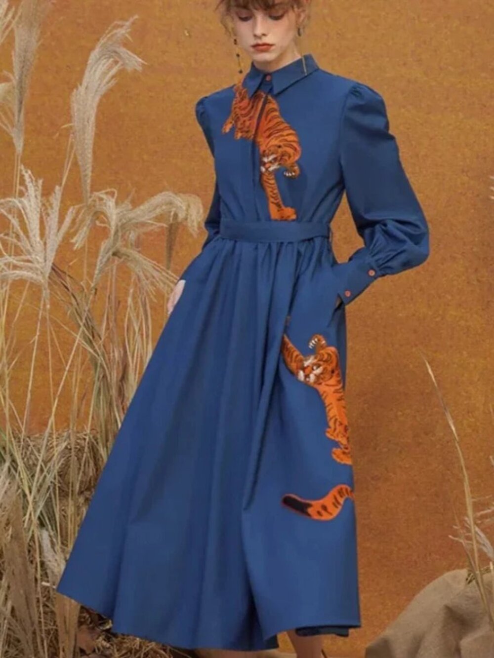 Remulia Camoni tiger hiding in the grassland dress sold out sz L $135